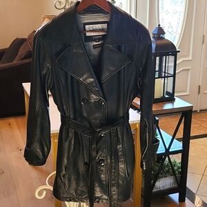 Wilson's leather jacket size L vintage leather trench coat